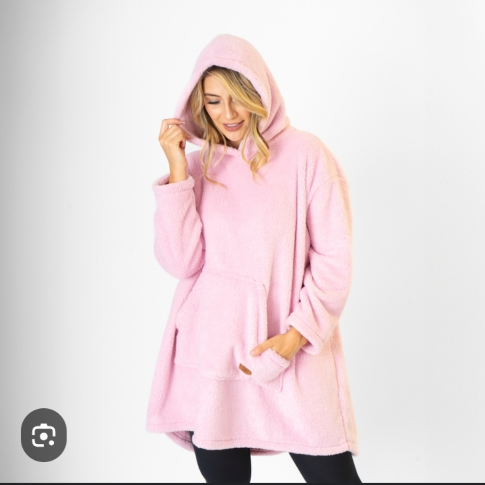 Brand New OVERSIZE HOODED Cozy Pink Hooded Fleece Sweatshirt